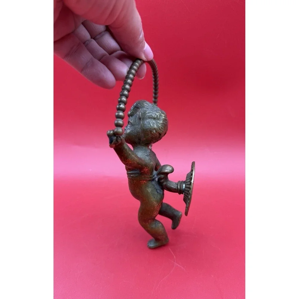 Vintage/Antique Solid Brass Cherub Putto Wall Mount Figure Architectural Decor